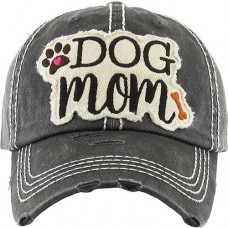 DOG MOM Factory Distressed Vintage Black Cap Hat  eb-79738716